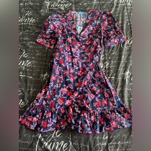 NWT Draper James Reba Wrap Dress In Fall Poppy Blooms - Picture 3 of 7